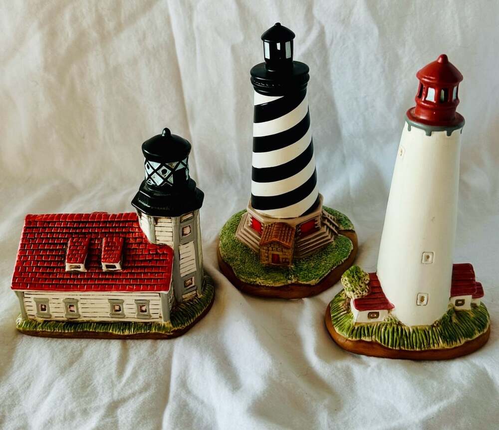 Geo. Z. Lefton Historic American Lighthouse Collection Set of 3 Ceramic Figurine